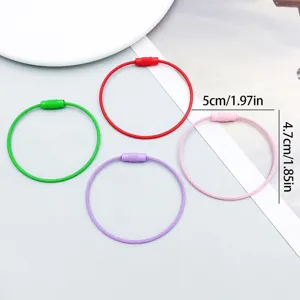 Detailed view showing the 5cm dimensions of colorful steel wire key ring loops for DIY craft