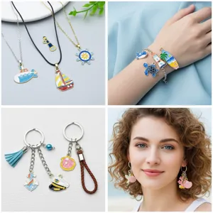 Collezione di ciondoli nautici in smalto e lega per gioielli e accessori fai da te