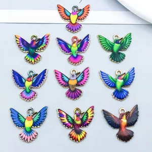 Alloy Hummingbird Charms Colorful Dripping Oil Animal Bird Pendants For DIY Jewelry Making Necklaces Bracelet Accessories