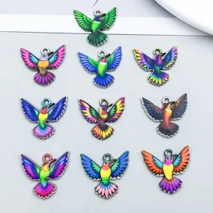 Ciondoli in Lega di Colibrì in Smalto Colorato Ciondoli a Forma di Uccello Stampati Accessori per Gioielli Fai-da-te Per Collana Bracciale Risultati Fatti a Mano