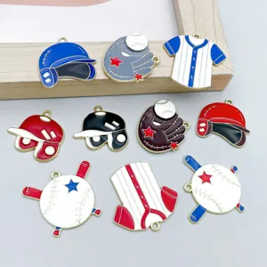 Assorted baseball theme enamel alloy charms for DIY jewelry making and craft accessories