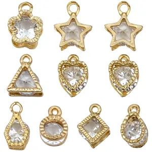 Set di ciondoli in zircone placcati oro KC a forma di cuore e stella per gioielli fai da te