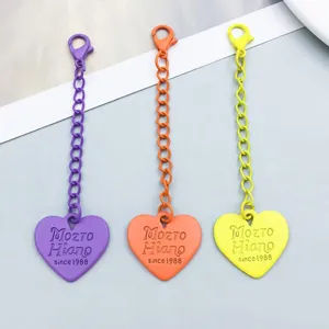 Colorful heart-shaped alloy pendants with lobster clasps for custom DIY jewelry making