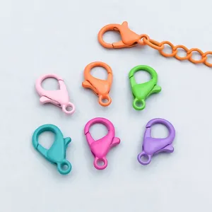 Detailed view of vibrant matte painted alloy lobster clasps for DIY jewelry making craft