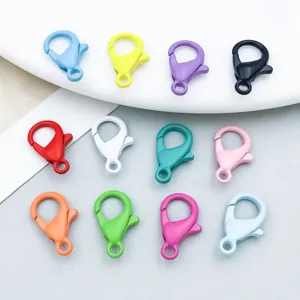 Detailed view of colorful alloy lobster clasps for DIY jewelry making accessories