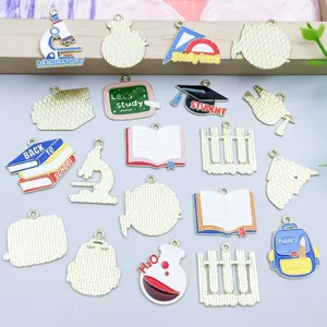 Assorted 20pcs school graduation themed colorful enamel alloy charms for DIY jewelry