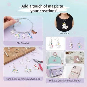 Detailed view of colorful alloy unicorn charms used for DIY handmade jewelry creations