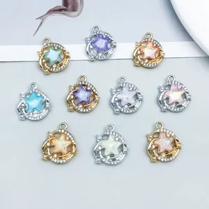 Ciondoli a stella in resina colorata con strass per accessori gioielli fai-da-te