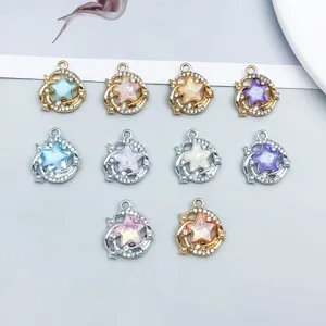Ciondoli a Stella Marina in Resina Colorata Strass Charm Stella di Mare Lega di Zinco Accessori Gioielli Fai da Te