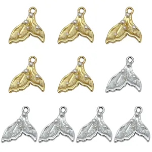 Set of mermaid tail pearl pendants in gold and silver finishes for DIY jewelry necklaces
