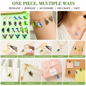 Breloques oiseaux en émail coloré pour bijoux, colliers, bracelets et artisanat