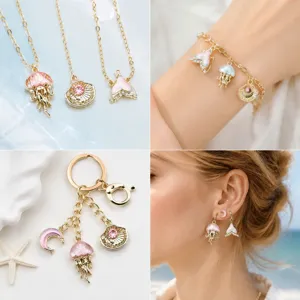Colgantes de medusa y concha marina para joyería DIY, collares y pendientes hechos a mano