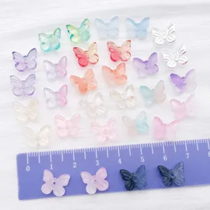 Colorful gradient butterfly glass beads with size ruler for DIY jewelry