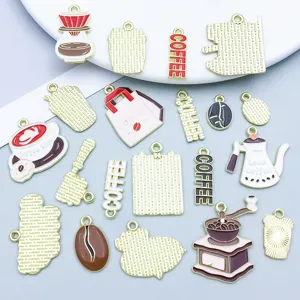Set van 20 kleurrijke emaille koffie hangers voor DIY sieraden maken
