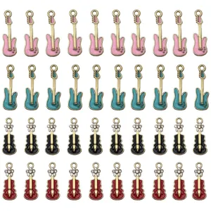 Colorful enamel alloy guitar charms for DIY jewelry making in multiple styles and colors