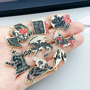 Variety of Halloween dragon and crow alloy charms for DIY jewelry making projects.