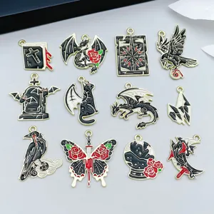 Punk Gothic Halloween Dragon Raven Enamel Zinc Alloy Charms For DIY Jewelry Making Accessories Gift
