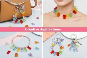 Colorful transparent acrylic bear charms for DIY necklaces, bracelets and creative keychains.