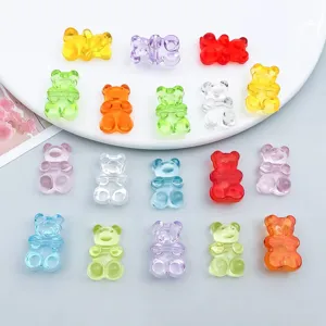 Assorted colorful transparent acrylic gummy bear pendants for DIY jewelry and craft making