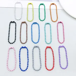 Colorful Zinc Alloy Ball Chain For DIY Jewelry Making Painted Metal Round Bead Chain Pendant Hanging Accessory Handmade Tags