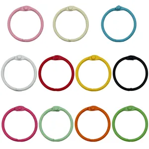 Colorful lacquered metal binder rings in 11 assorted colors for DIY projects