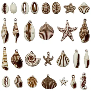 Lot de 25 pendentifs en acrylique coquillages et étoiles de mer pour bijoux DIY