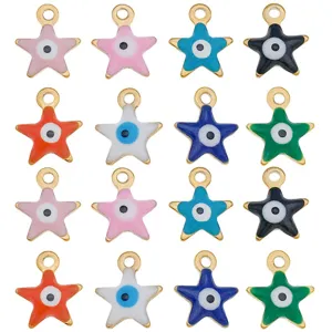 Colorful stainless steel star evil eye enamel charms assortment for DIY jewelry making