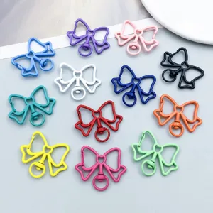 Assorted colorful bow-shaped alloy lobster clasps for DIY jewelry and keychain accessories
