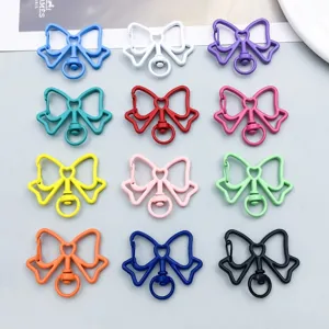 Zinc Alloy Spray Painted Bowknot Keychain Clasp Colorful Baked Paint Ribbon Lobster Clip DIY Jewelry Finding Accessory