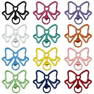 Set of colorful alloy bow-shaped lobster clasp hooks for DIY handmade keychain jewelry making
