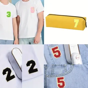Chenille number patch towel embroidery DIY iron on patch for clothing bags accessories