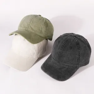 Einfarbige, gewaschene Baumwoll-Baseballcap, lässiger Outdoor-Sonnenschutzhut für Damen und Herren.