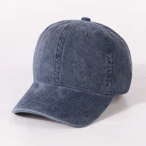 Klassische gewaschene Denim Baseballkappe für Damen und Herren, vintage einfarbige Sonnenmütze.