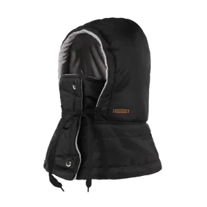 Black winter fleece-lined integrated windproof thermal riding face mask hot detail view
