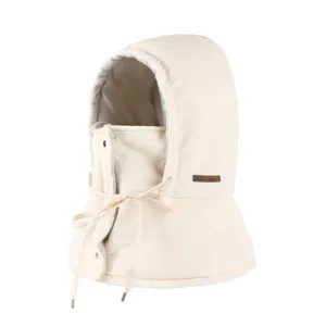 Winter thermal windproof quilted balaclava hood with face cover for cold weather cycling.