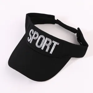 Casquette de sport noire avec broderie blanche pour course en plein air et style d'été.