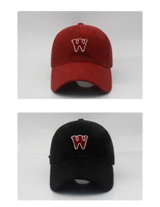 Gorra de béisbol ajustable con letra W bordada, sombrero de sol casual de algodón.
