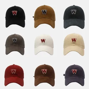 Gorra de Béisbol de Algodón Ajustable Unisex Letra W Bordada Sombrero Casual de Protección Solar Deportes al Aire Libre Ala Curva
