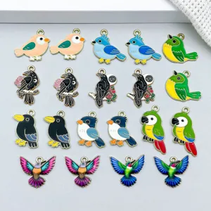 Breloques en Forme d'Oiseau en Alliage de Zinc Émail Coloré Colibri Perroquet Moineau Pendentifs pour Bricolage Collier Bracelet Fabrication de Bijoux Accessoires