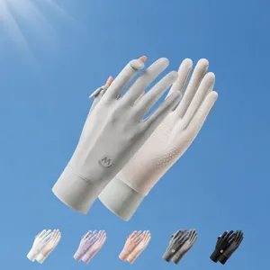 Women Ice Silk Sun Protection Gloves UV Protection Breathable Anti-Slip Driving Cycling Outdoor Sports Gloves