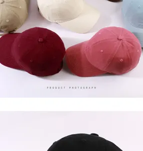 Casual cotton washed baseball cap with soft top, unisex solid color sun protection hat.