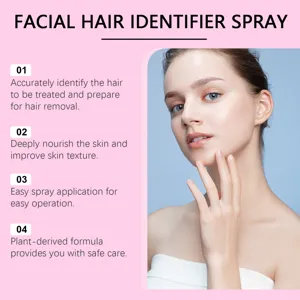 Facial hair identifier spray for smooth skin preparation, gentle plant formula, easy care.