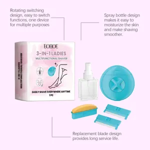 EOHOE rasoio multifunzione 3 in 1 da donna kit da viaggio per depilazione con flacone spray.