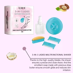 EOHOE Set da Rasatura Multifunzionale 3 in 1 per Donna con Lame Sapone e Bottiglia