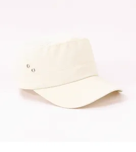 Casquette plate de travail beige avec aération en mesh, idéale pour la randonnée et les loisirs.