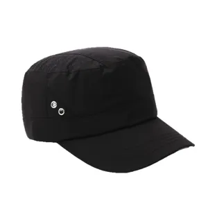 Casquette plate tactique noire pour la randonnee en plein air protection solaire chapeau.