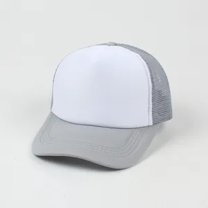 Sommer atmungsaktive Mesh Trucker Baseballcap, grau weisse Freizeit Sonnenkappe fur Damen Herren.