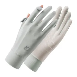 Ice silk sun protection gloves for women summer outdoor driving UV protection breathable