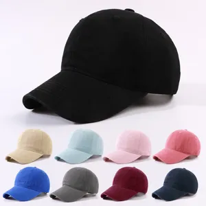 Unisex Pure Cotton Washed Baseball Cap Casual Solid Color Sun Protection Adjustable Dad Hat For Men Women