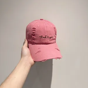 Cappellino da Baseball in Cotone Lavato Unisex Distressed Strappato Ricamato Dad Hat Regolabile Casual Cappello Protezione Solare Per Uomo Donna